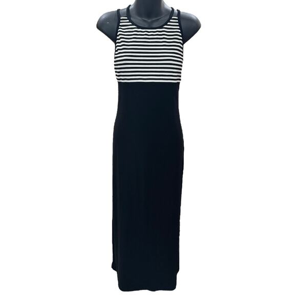 90s City Triangles B&W Striped Maxi Dress - Picture 1 of 5